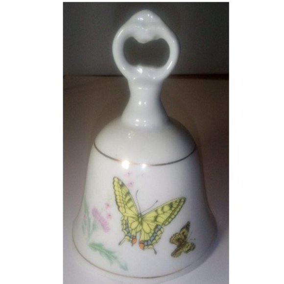 Yellow Butterfly Hostess Bell - Fine Bone China - Vintage 1980s - Picture 2 of 4